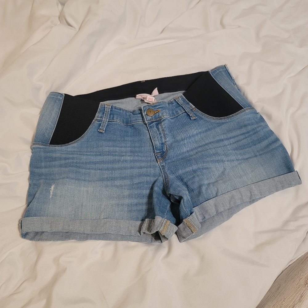 Isabel Maternity Side Panel Denim Shorts